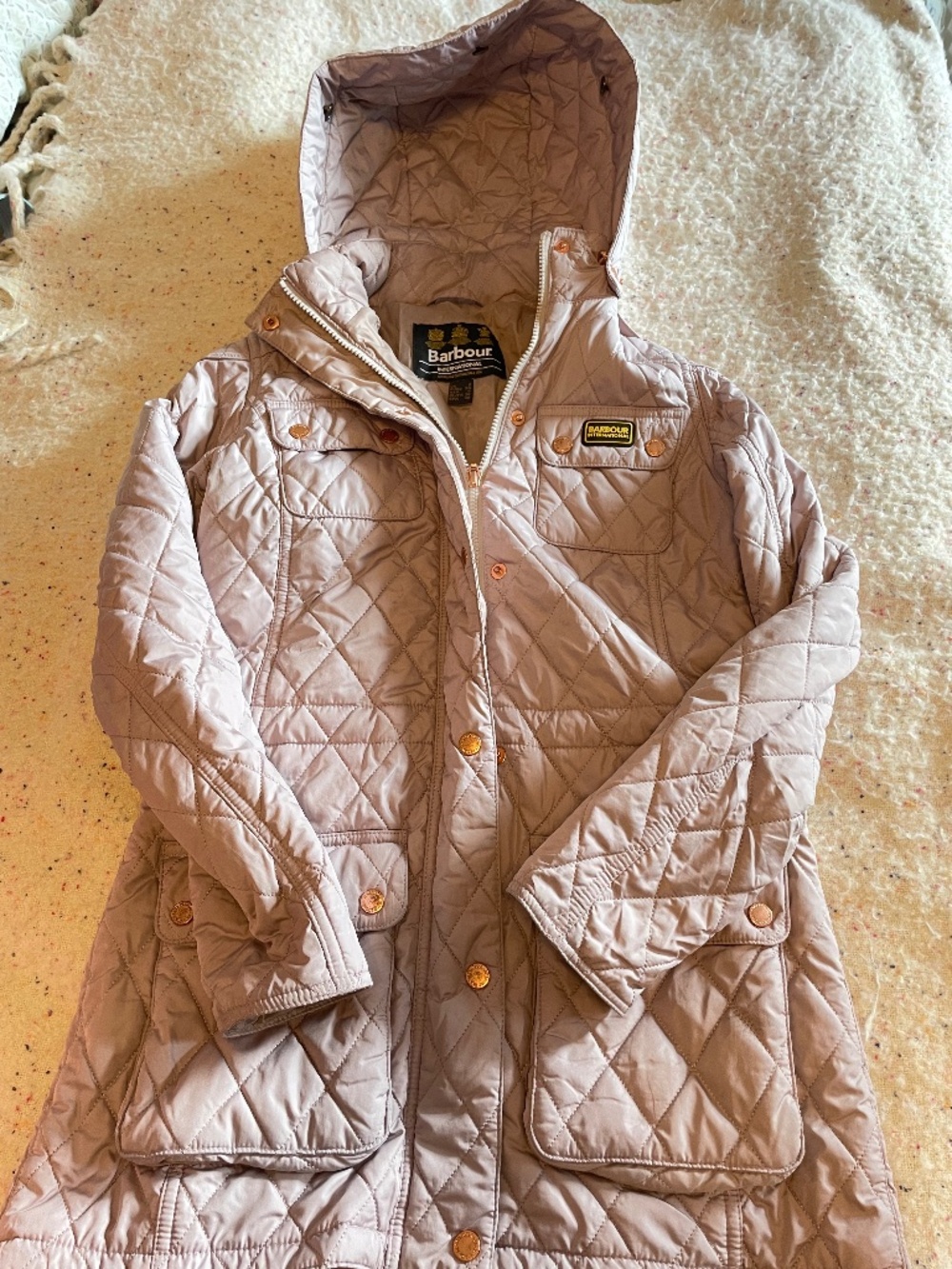 Barbour International Quilted Jacket in Taupe